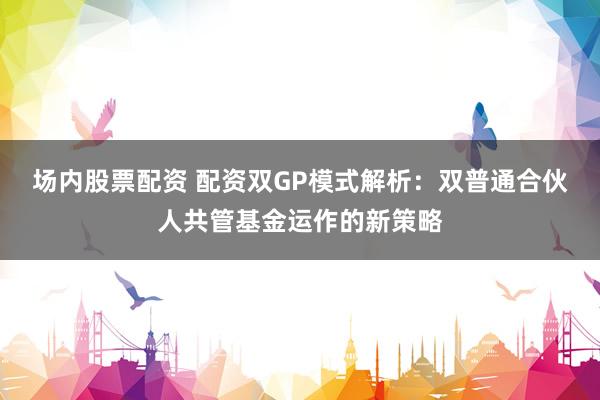 场内股票配资 配资双GP模式解析：双普通合伙人共管基金运作的新策略
