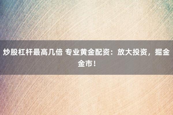 炒股杠杆最高几倍 专业黄金配资：放大投资，掘金金市！