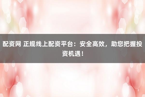 配资网 正规线上配资平台：安全高效，助您把握投资机遇！