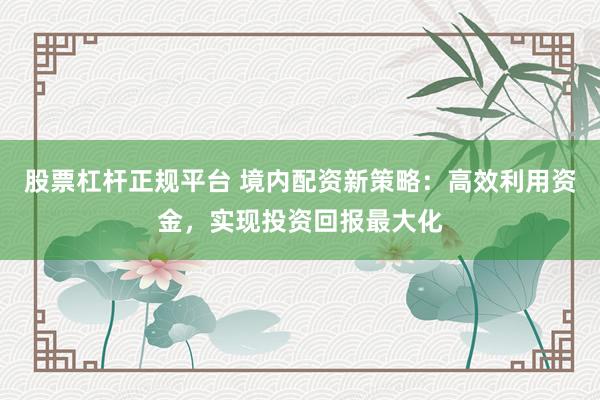 股票杠杆正规平台 境内配资新策略：高效利用资金，实现投资回报最大化