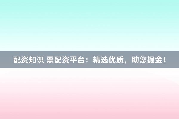 配资知识 票配资平台：精选优质，助您掘金！
