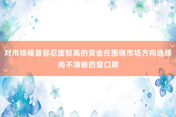 对市场噪音容忍度较高的资金在围绕市场方向选择尚不清晰的窗口期