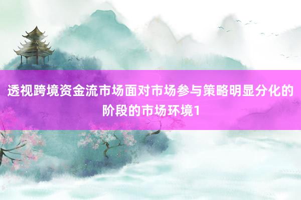 透视跨境资金流市场面对市场参与策略明显分化的阶段的市场环境1