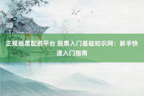 正规股票配资平台 股票入门基础知识网:新手快速入门指南