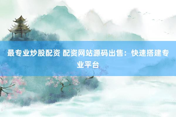 最专业炒股配资 配资网站源码出售：快速搭建专业平台